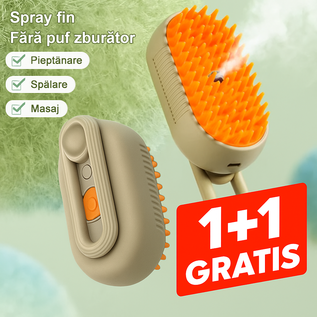 Perie cu abur pentru blană animale 1+1 GRATIS